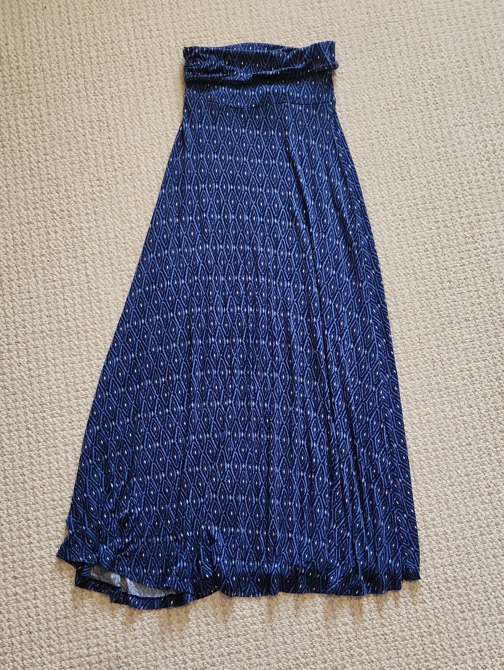 Mudd Navy Blue Diamond-Pattern Maxi Skirt